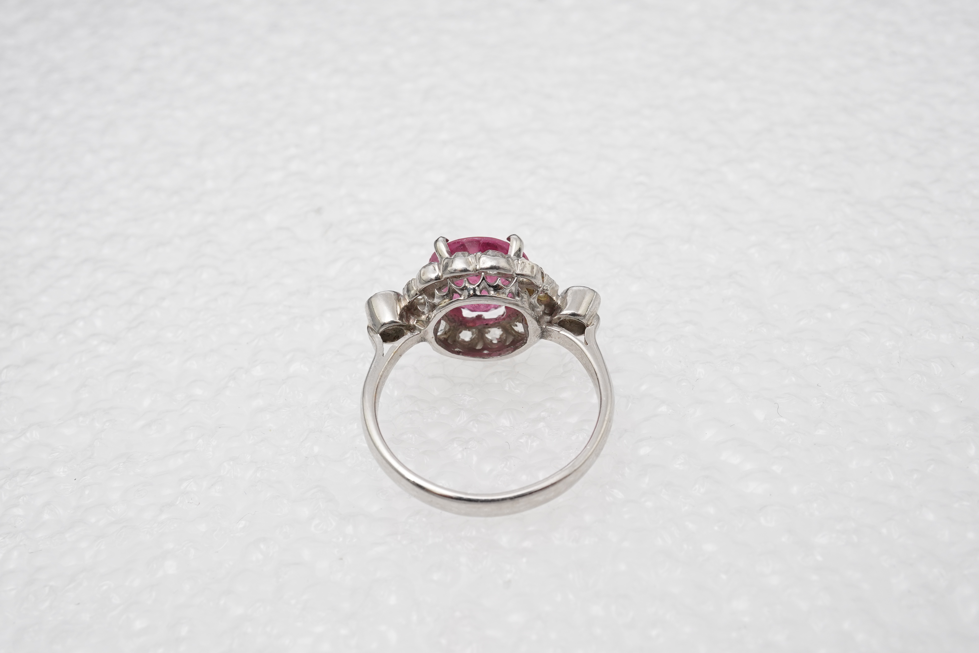 A pink tourmaline and diamond ring